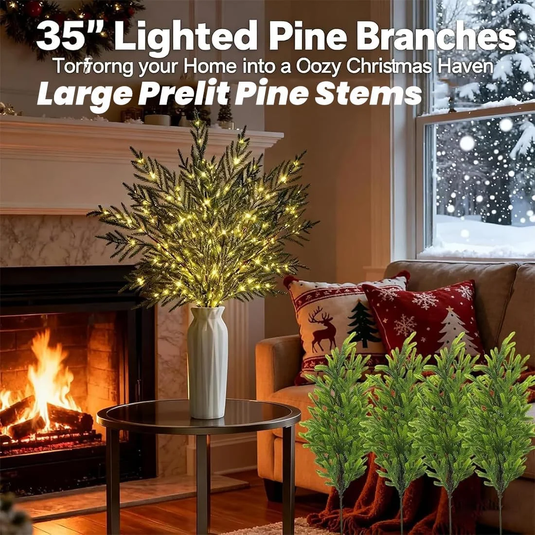 🎄Last few hours! 50% off!✨ Norfolk Pine Branch Lights – Instantly illuminating the festive atmosphere before Christmas!