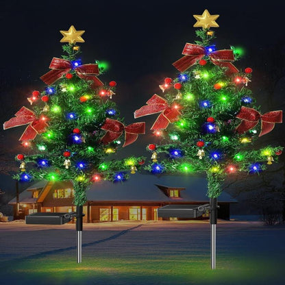 🎄 Upgraded LED solar-powered Christmas tree and lawn lights — Bring Holiday Magic to Your Yard!