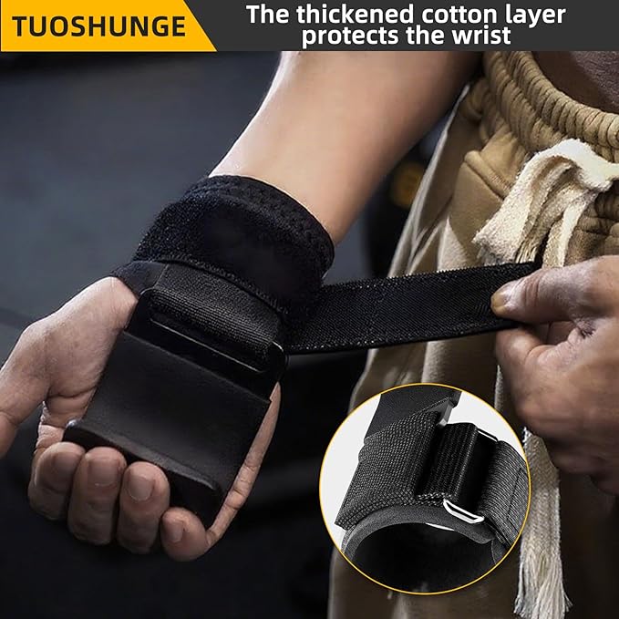 Fitness Weight Lifting Hooks (Pair) for Deadlifts, Pull Ups, Rows & Shrugs - Anti-Rip Nylon Strap Hand Grips with Thick Wrist Padding - Heavy Duty Wrist Straps for Weightlifting & Gym Workouts