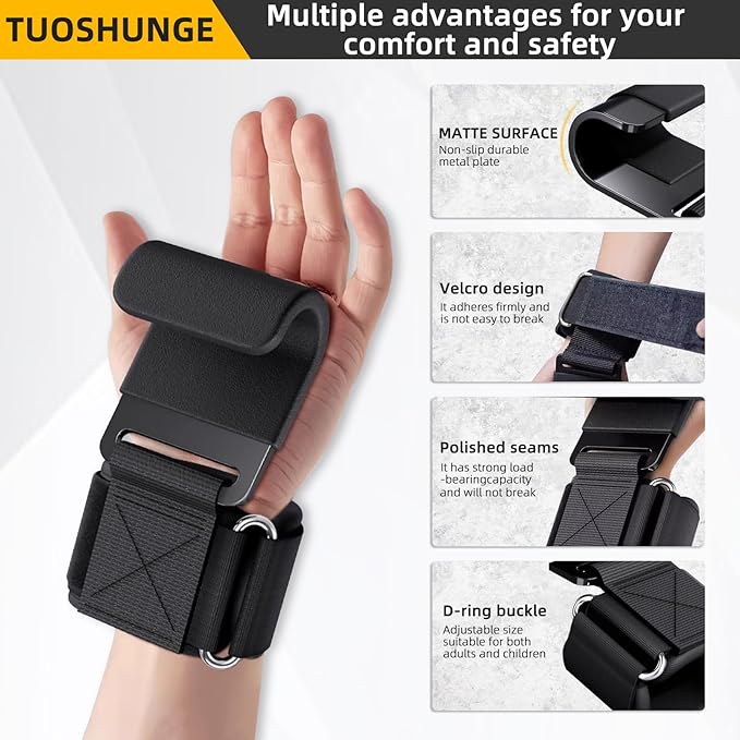 Fitness Weight Lifting Hooks (Pair) for Deadlifts, Pull Ups, Rows & Shrugs - Anti-Rip Nylon Strap Hand Grips with Thick Wrist Padding - Heavy Duty Wrist Straps for Weightlifting & Gym Workouts