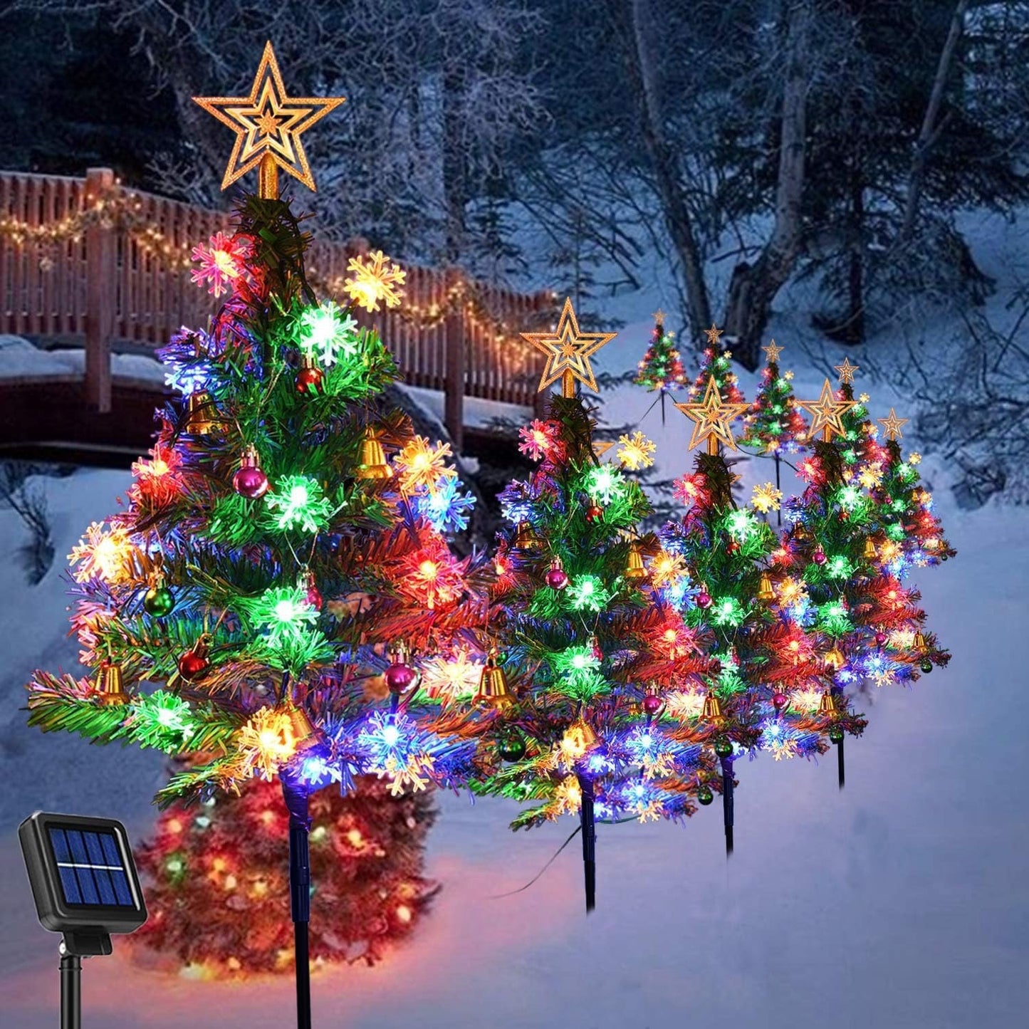 🎄 Upgraded LED solar-powered Christmas tree and lawn lights — Bring Holiday Magic to Your Yard!