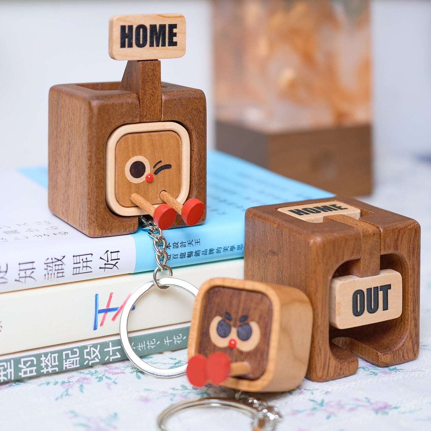 Black Friday 50% off for a limited time Home Tag, Solid Wood Keychain & Base