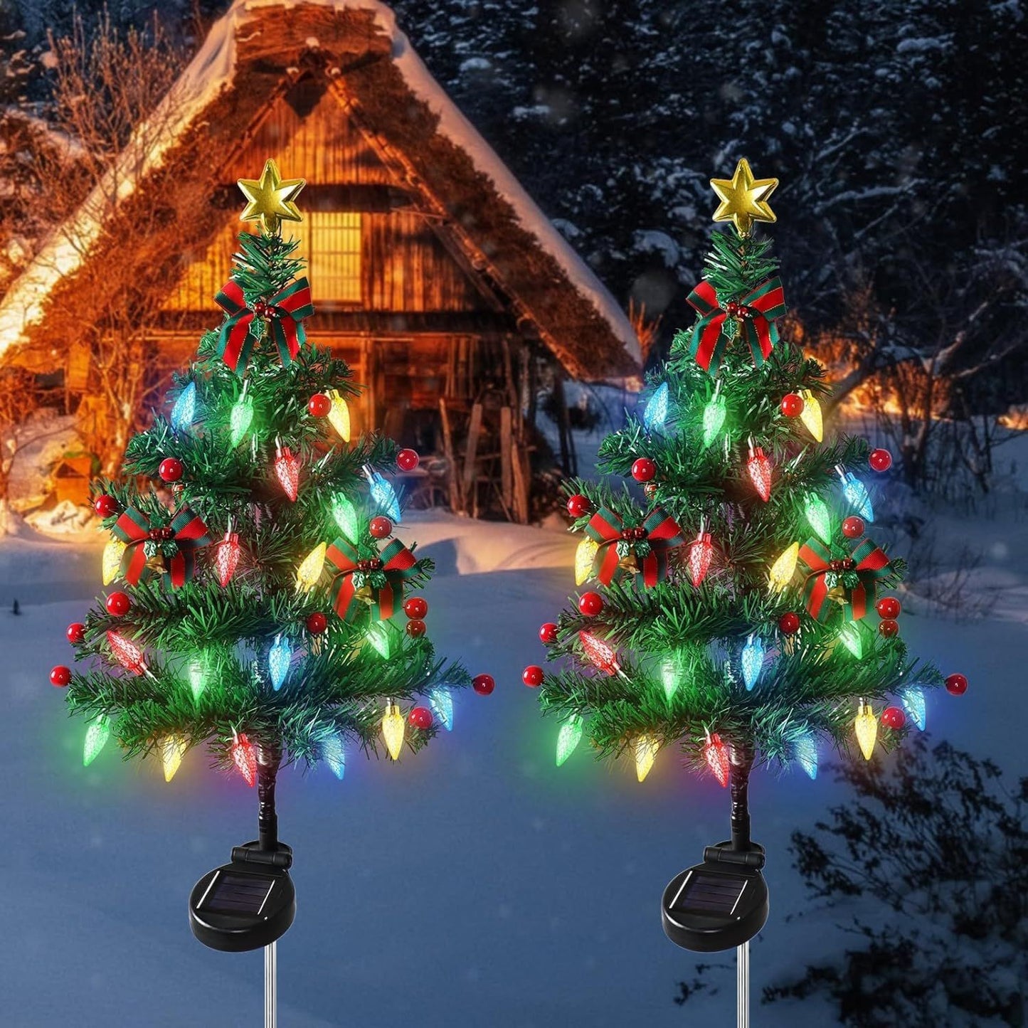 🎄 Upgraded LED solar-powered Christmas tree and lawn lights — Bring Holiday Magic to Your Yard!