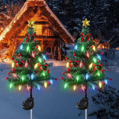 🎄 Upgraded LED solar-powered Christmas tree and lawn lights — Bring Holiday Magic to Your Yard!