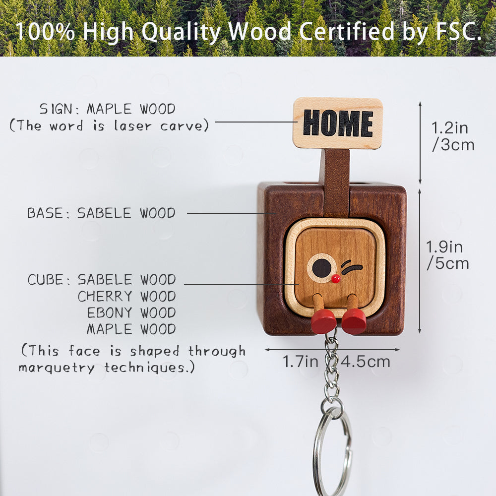 Black Friday 50% off for a limited time Home Tag, Solid Wood Keychain & Base